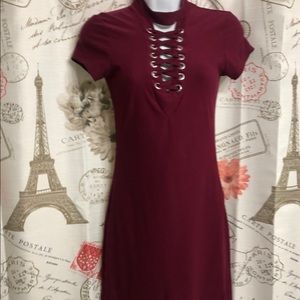 Wine Colored Dress with Corset like Closure